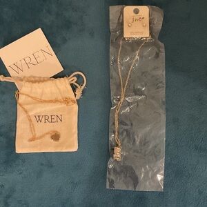 Wren Gold Chain with Elegant Pendant and JM necklace with earrings